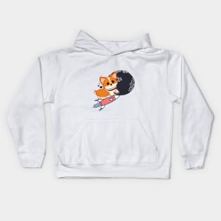 Shiba goes to the MOON!! Kids Hoodie